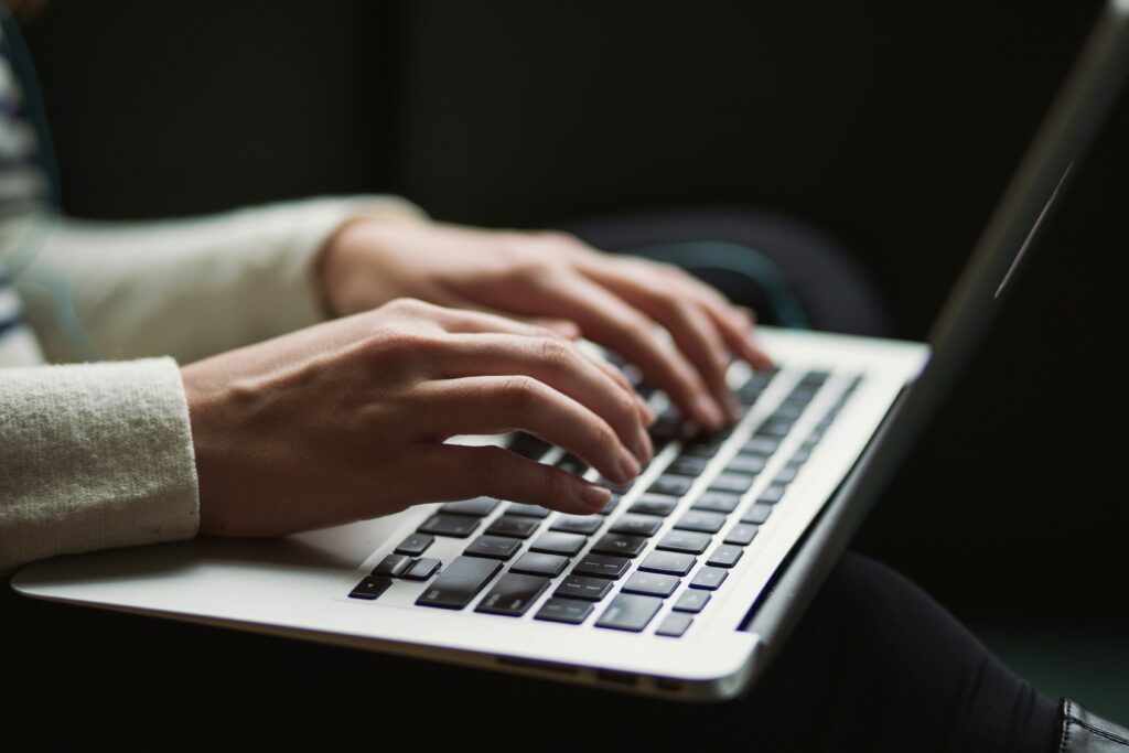woman working on laptop